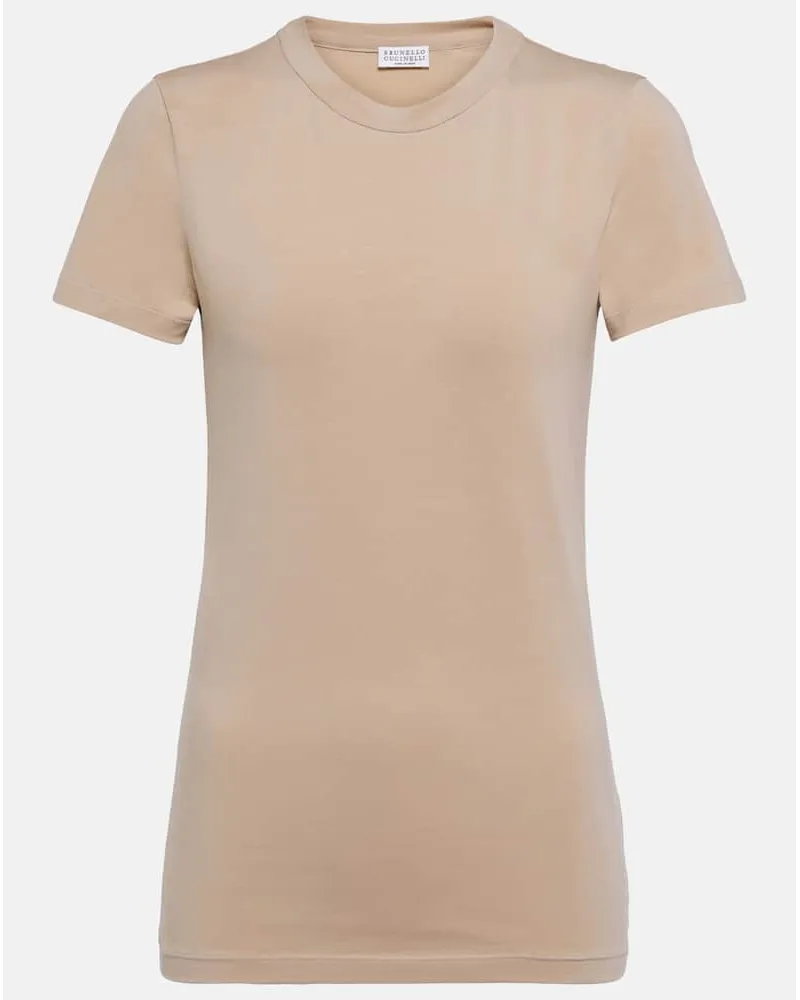 Brunello Cucinelli T-Shirt aus einem Baumwollgemisch Nude