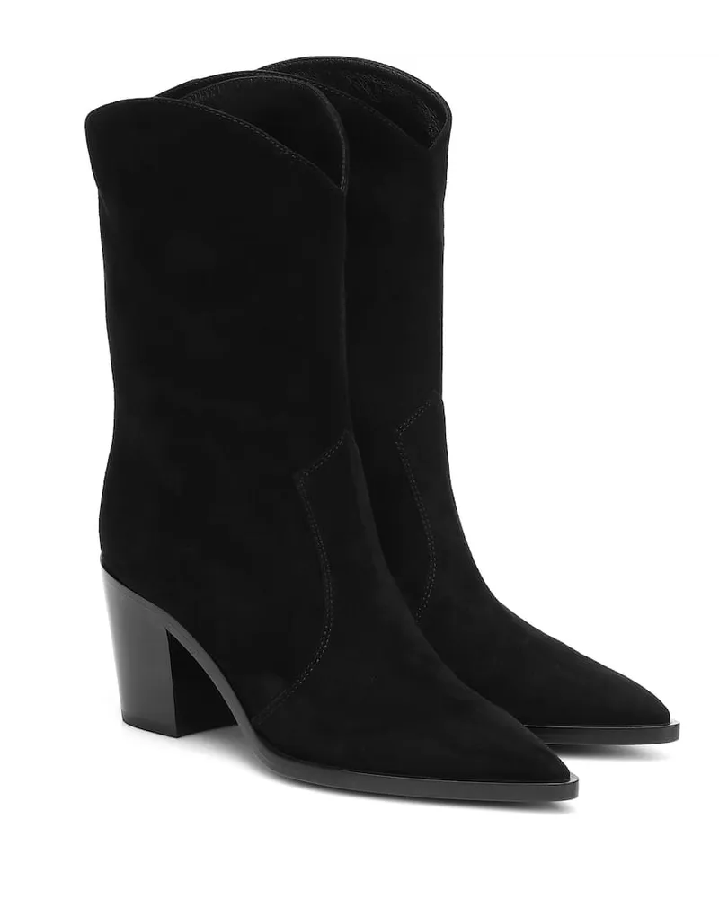 Gianvito Rossi Westernstiefel Denver aus Veloursleder Schwarz