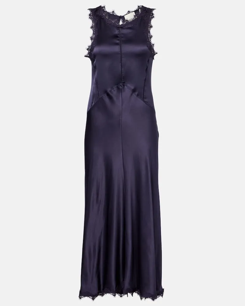 Isabel Marant Midikleid Jadelia aus Satin Blau