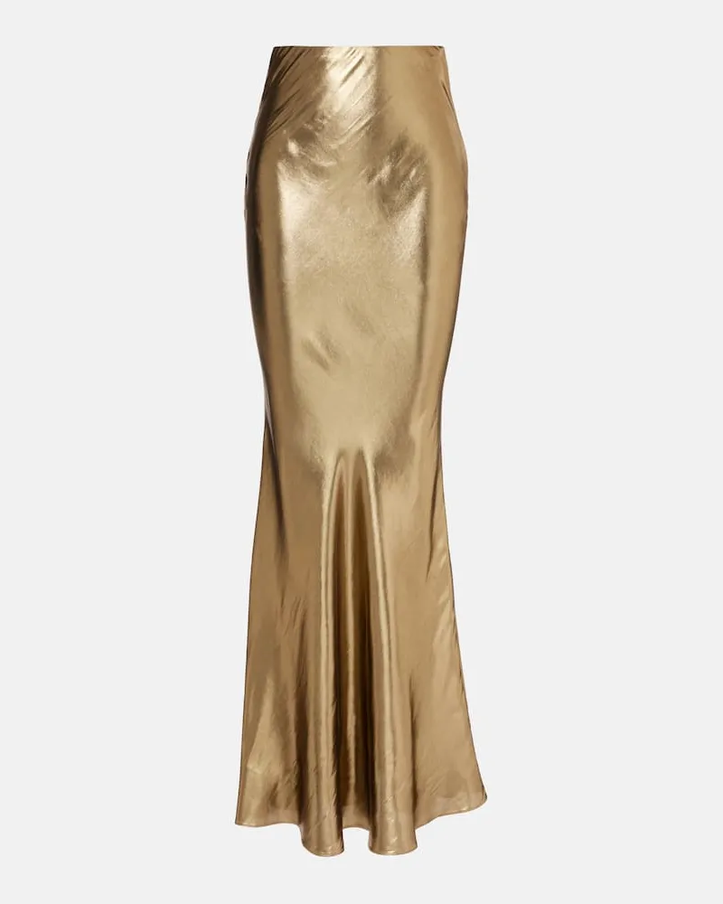 Self-Portrait Maxirock aus Satin Gold