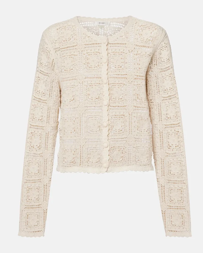 Frame Denim Cardigan aus Häkelstrick Weiß