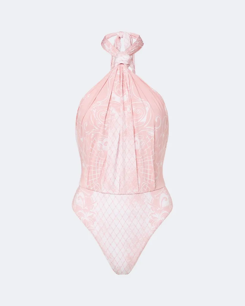 Balmain Bedruckter Badeanzug Rosa