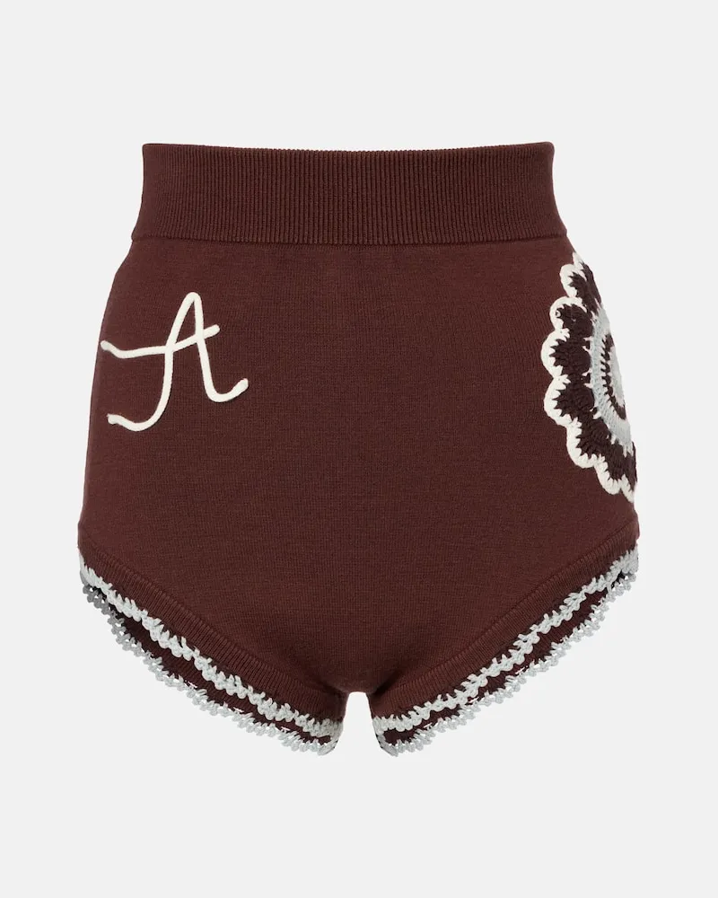ALEMAIS Alémais High-Rise Shorts mit Häkelstrick Braun