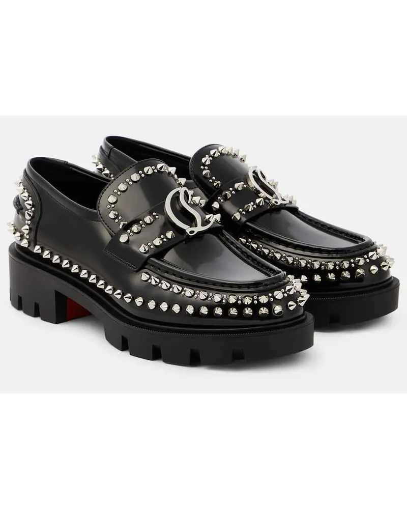 Christian Louboutin Loafers CL Moc Lug Spikes aus Leder Schwarz