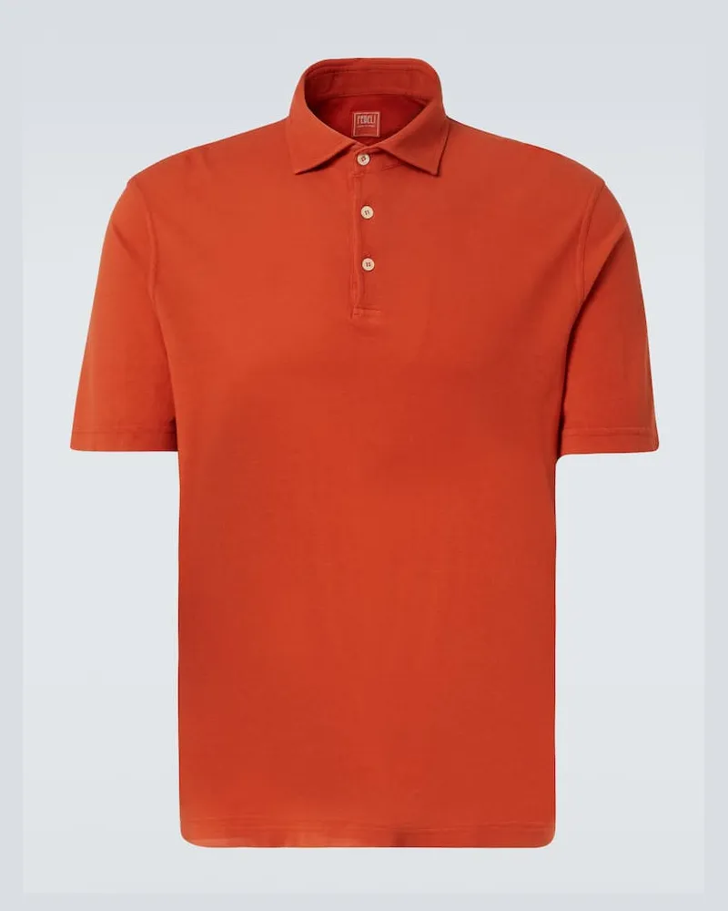 Fedeli Polohemd aus Baumwoll-Piqué Orange