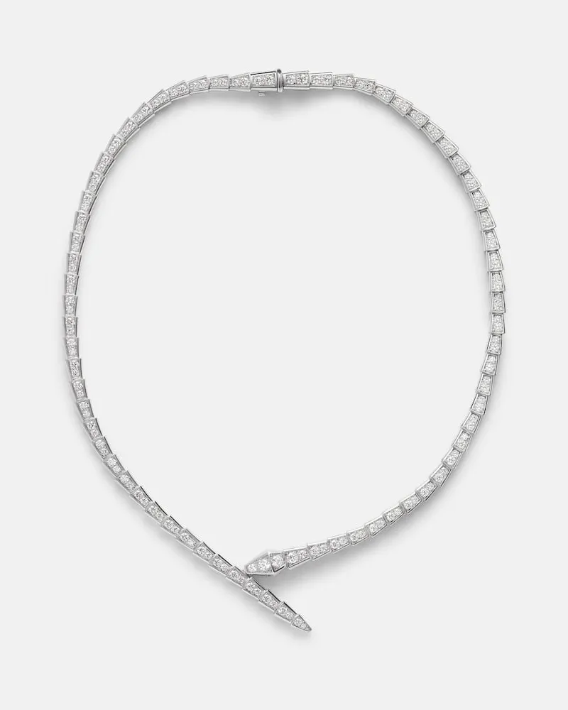 Bulgari Halskette Serpenti Viper aus 18kt Weißgold mit Diamanten Silber