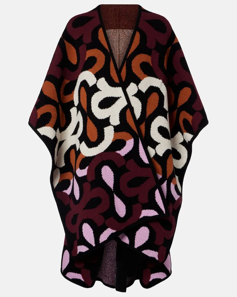 La DoubleJ Cape Maiolika aus Woll-Jacquard Multicolor