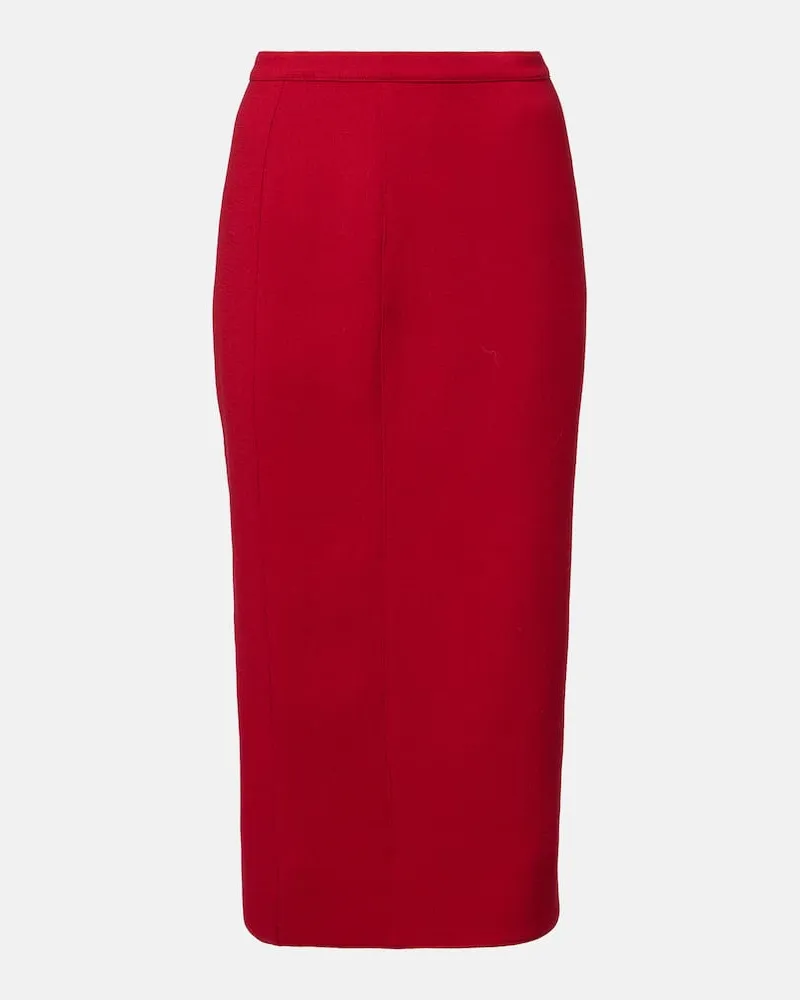 Thierry Mugler High-Rise-Bleistiftrock aus Schurwolle Rot