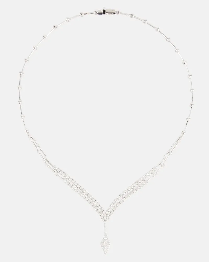 YEPREM Halskette Y-Not aus 18kt Weißgold mit Diamanten Silber