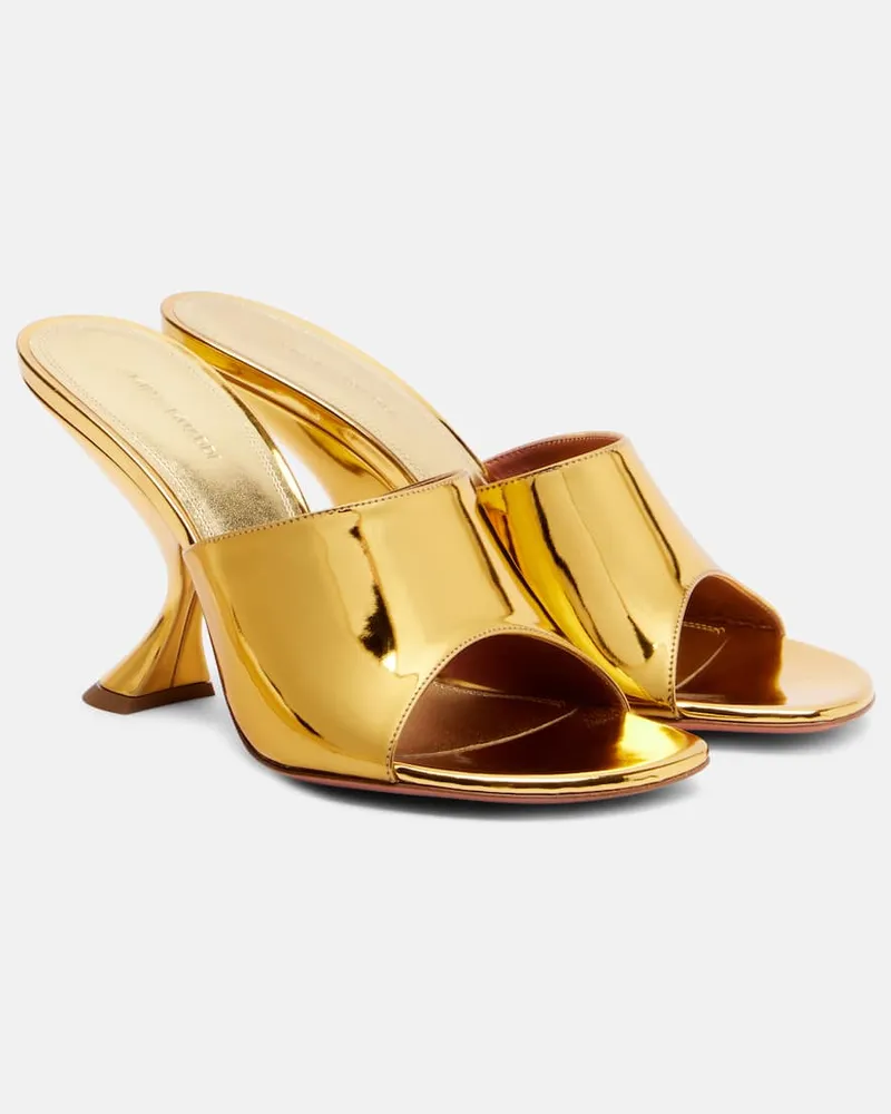 Amina Muaddi Sandalen Taylor 90 aus Metallic-Leder Gold