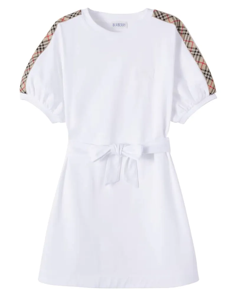 Burberry Kleid Burberry Check aus Baumwoll-Jersey Weiß