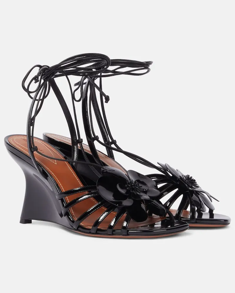 Zimmermann Wedge-Sandalen Orchid 85 aus Lackleder Schwarz