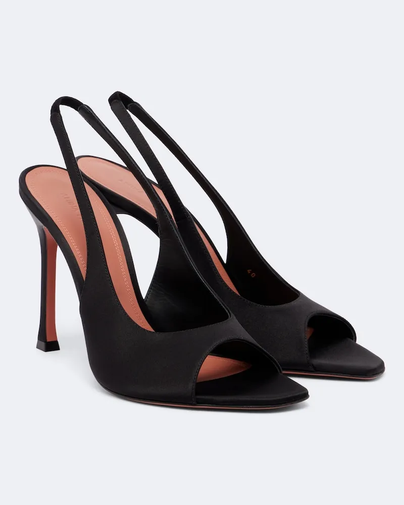 Amina Muaddi Slingbacks Alexa aus Satin Schwarz