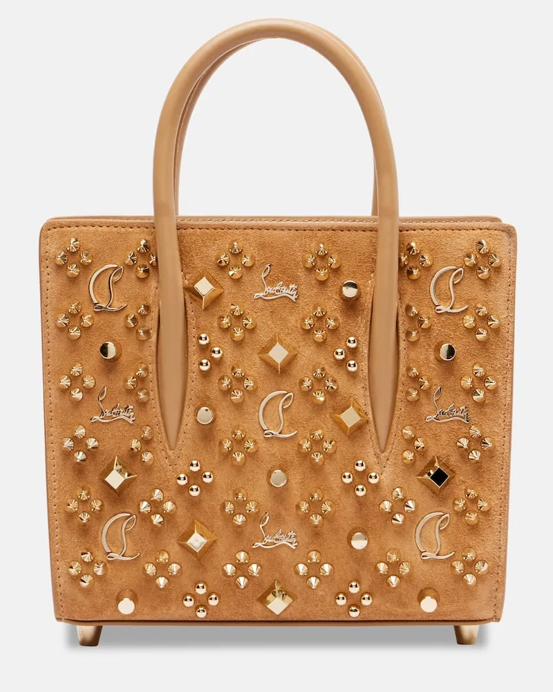 Christian Louboutin Verzierte Tote Bag Paloma aus Veloursleder Beige