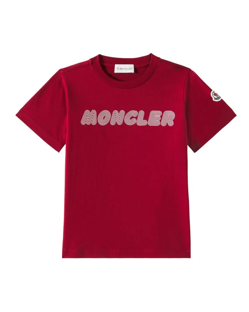 Moncler Bedrucktes T-Shirt aus Baumwoll-Jersey Rot