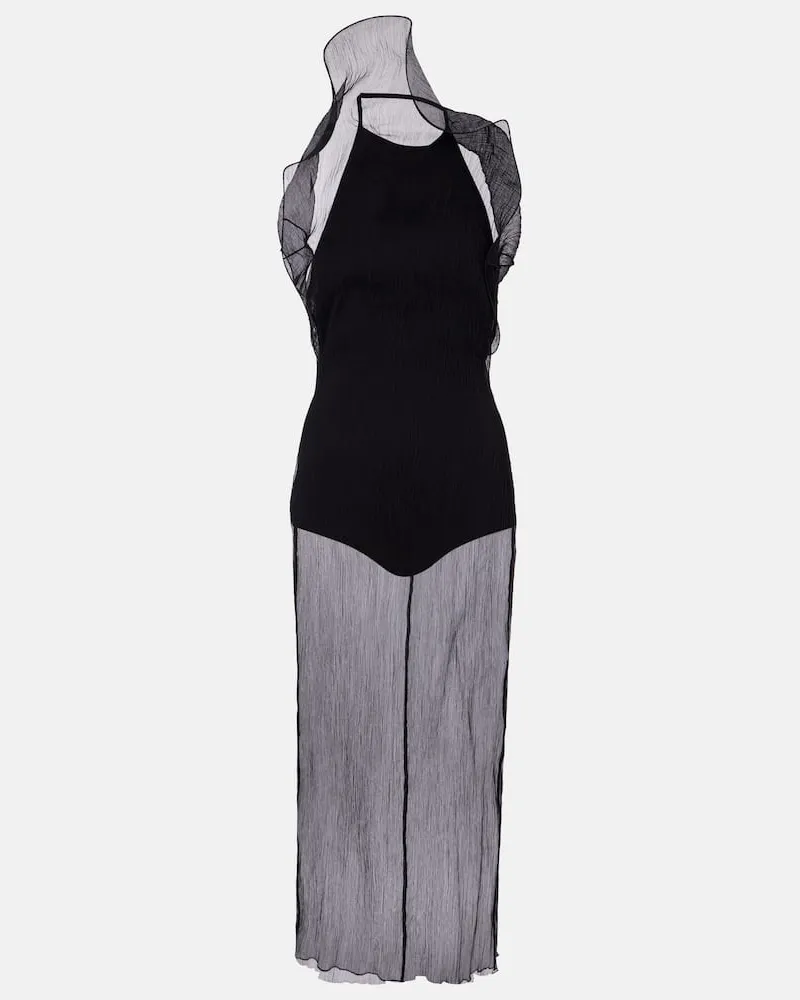Magda Butrym Midikleid aus Seidenorganza Schwarz