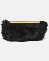 KHAITE Clutch Aimee aus Faux Fur Schwarz