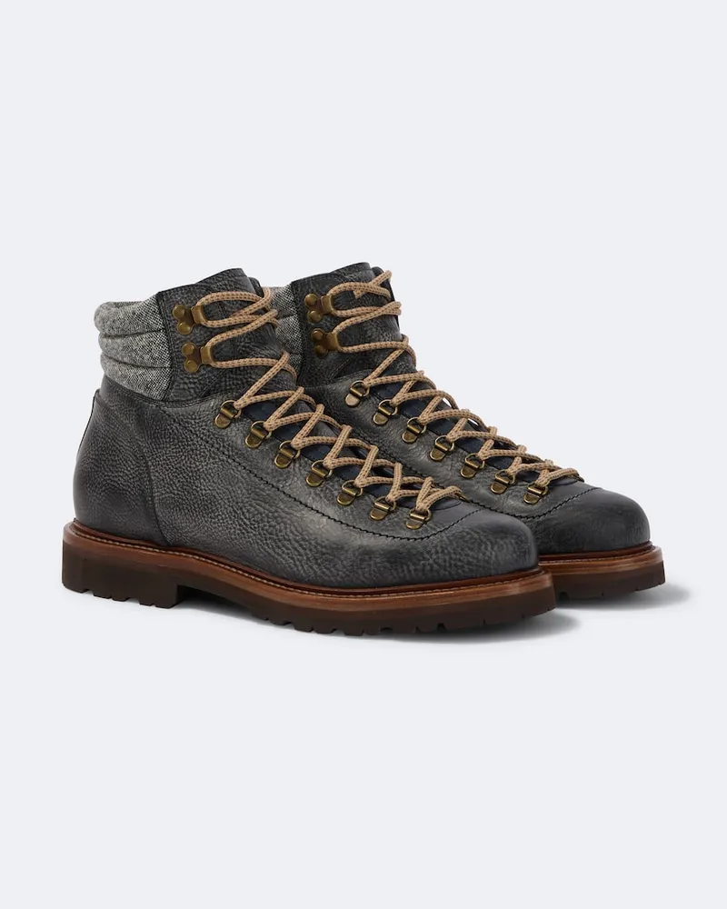 Brunello Cucinelli Schnürstiefel aus Leder Blau