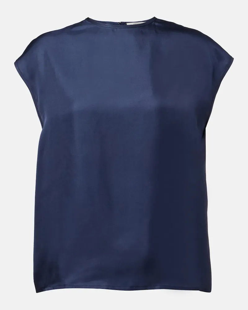 ASCENO Top Dasha aus Seide Blau