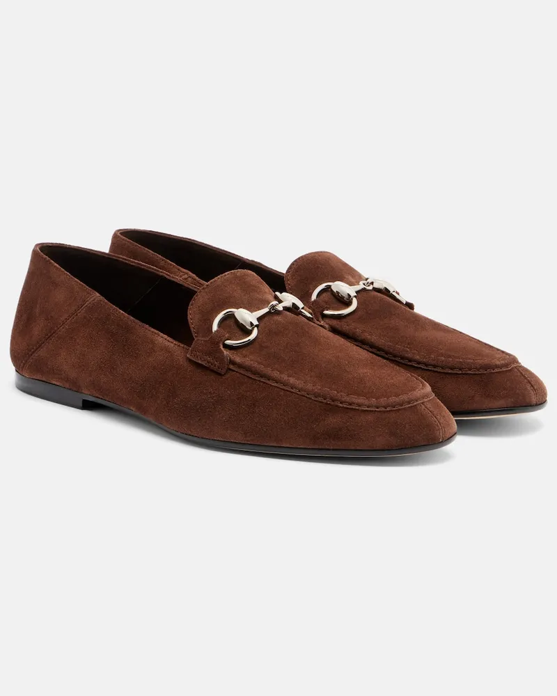 Gucci Loafers Jordaan Horsebit aus Veloursleder Braun