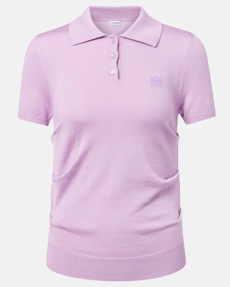 Loewe Polohemd Anagram aus Kaschmir und Seide Violett