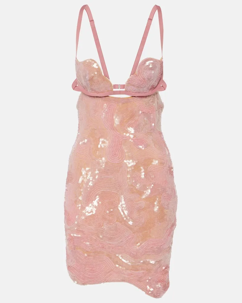 Nensi Dojaka Minikleid Heartbeat mit Pailletten Rosa
