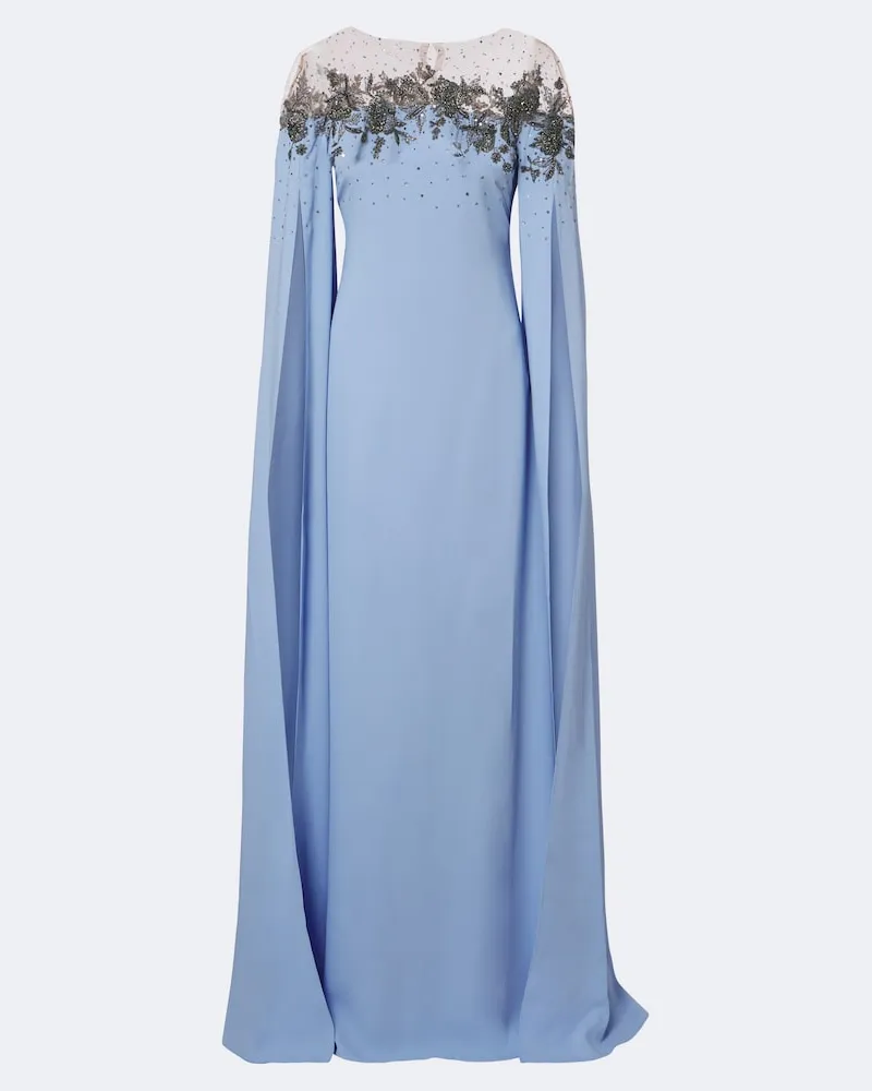 Carolina Herrera New York Verzierte Robe aus Crêpe Blau