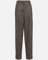 Bottega Veneta Weite Hose aus einem Wollgemisch Braun