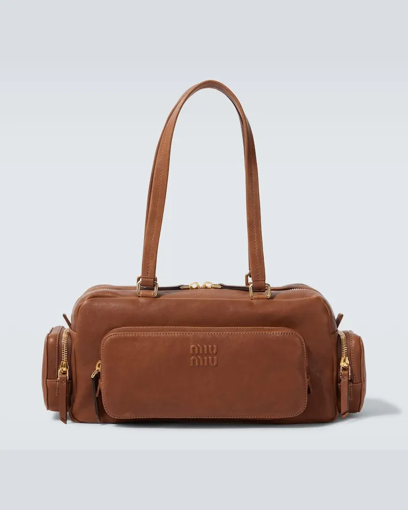 Miu Miu Tote Bag Pocket aus Leder Braun