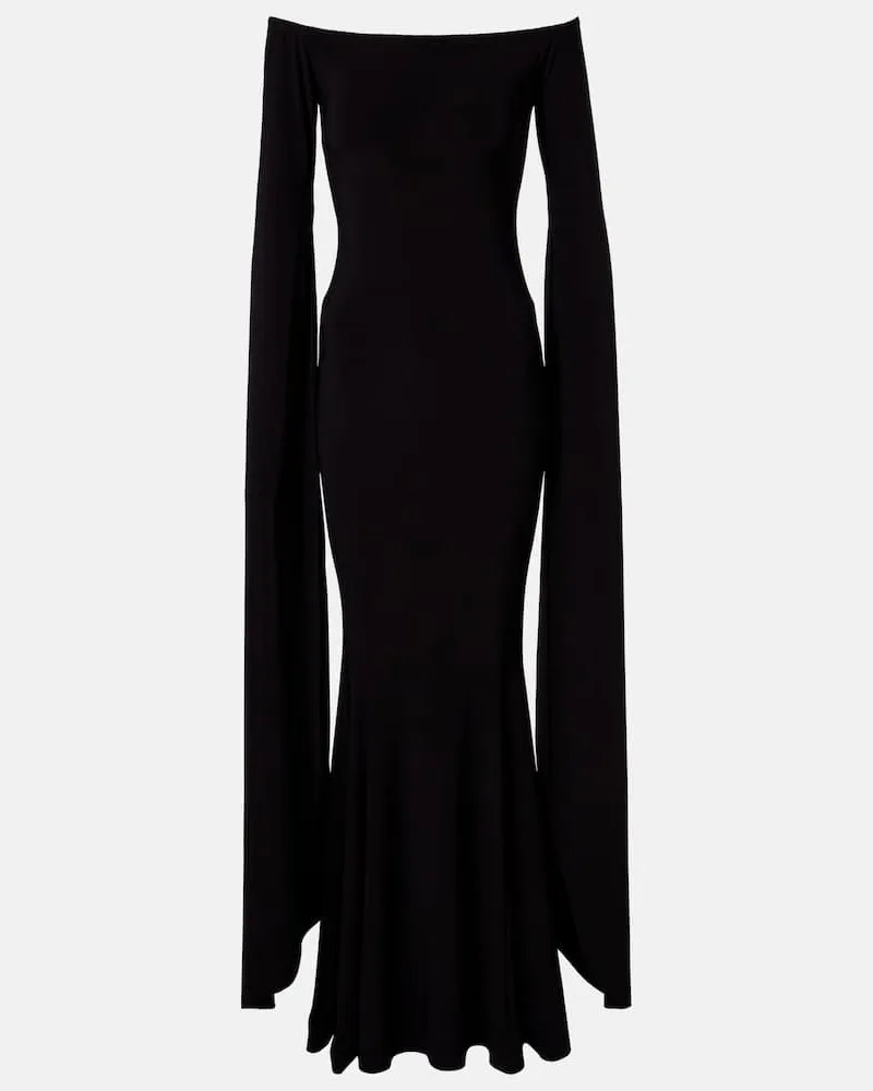 Norma Kamali Off-Shoulder-Robe aus Jersey Schwarz