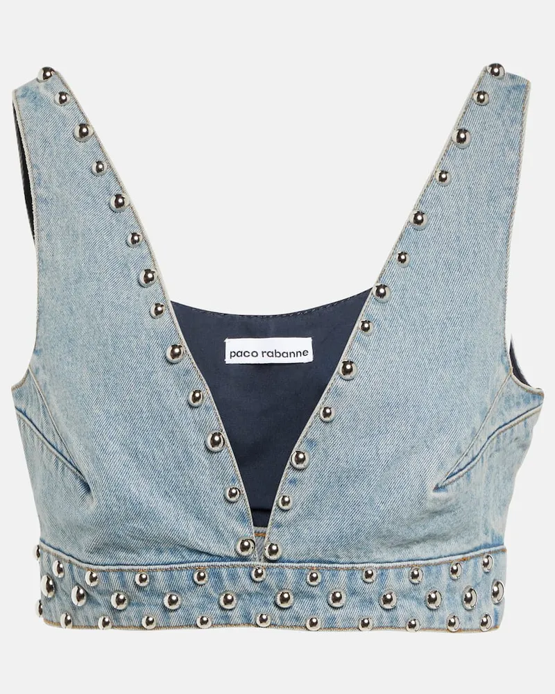 Paco Rabanne Bralette aus Denim Blau