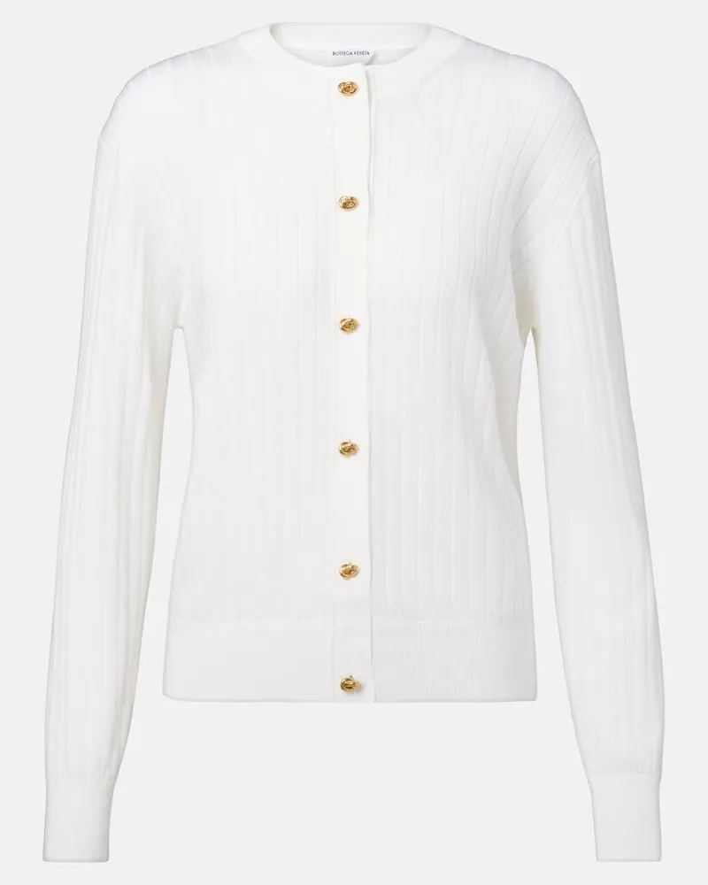 Bottega Veneta Cardigan aus Rippstrick Weiß