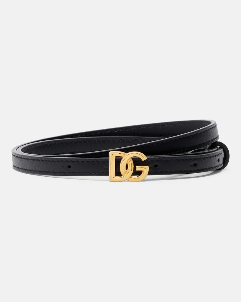 Dolce & Gabbana Gürtel DG aus Leder Schwarz