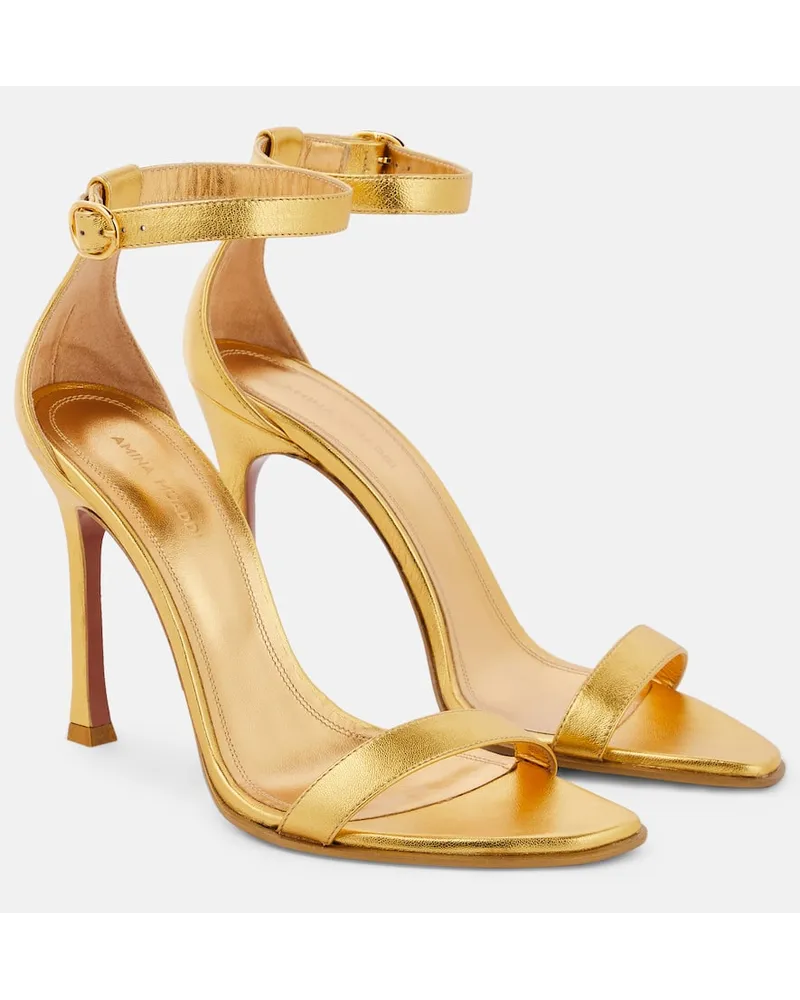 Amina Muaddi Sandalen Kim aus Metallic-Leder Gold