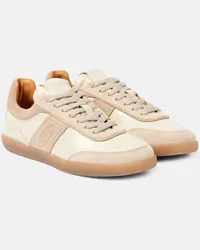 TOD'S Sneakers Tabs aus Veloursleder und Leder Beige