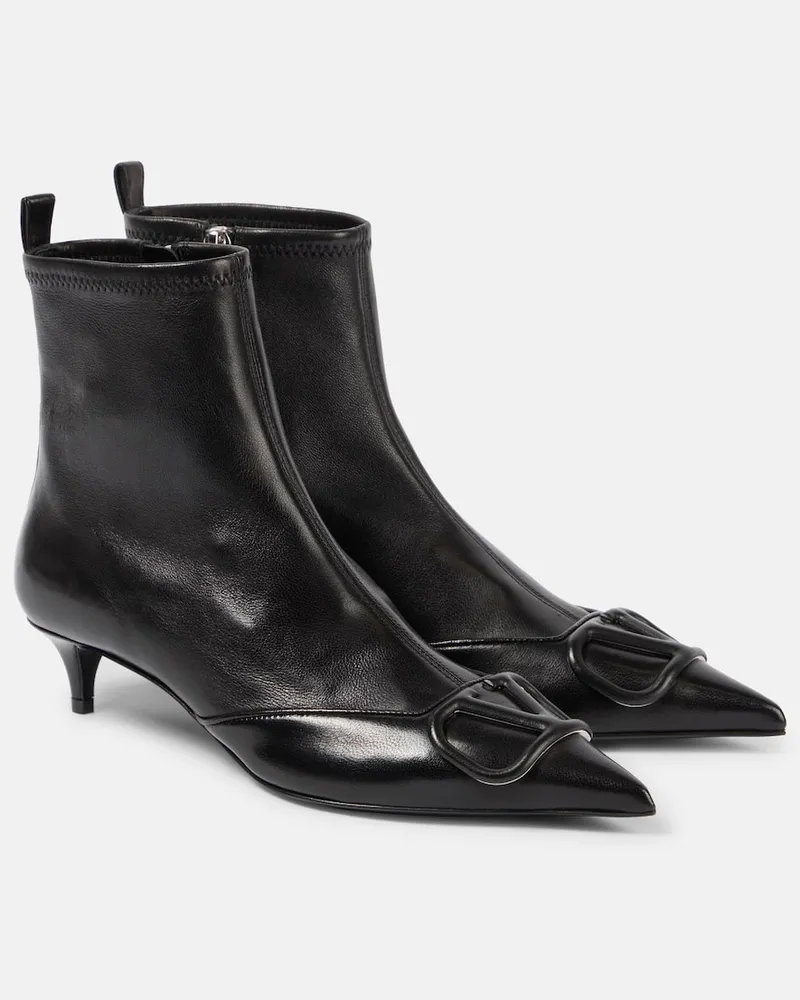 Valentino Garavani Ankle Boots VLogo Signature aus Leder Schwarz