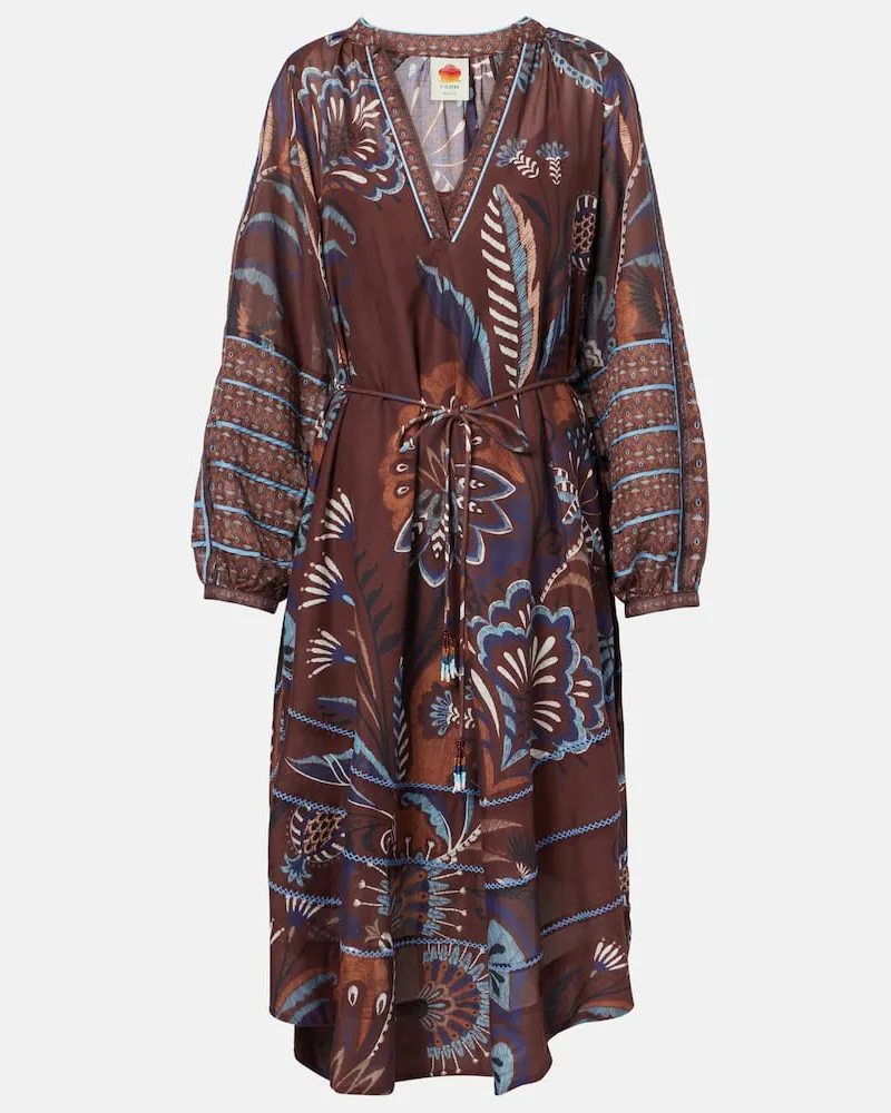 FARM Rio Bedrucktes Maxikleid Delicate Garden Brown Braun