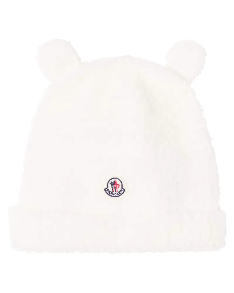 Moncler Baby Mütze aus einem Wollgemisch Weiß