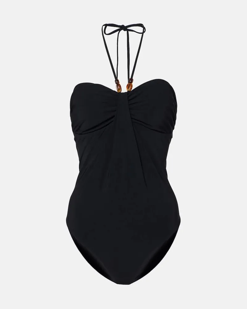 Zimmermann Badeanzug Wylie Drape Halter Schwarz