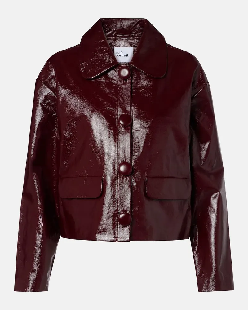 Self-Portrait Lederjacke Burgunderrot