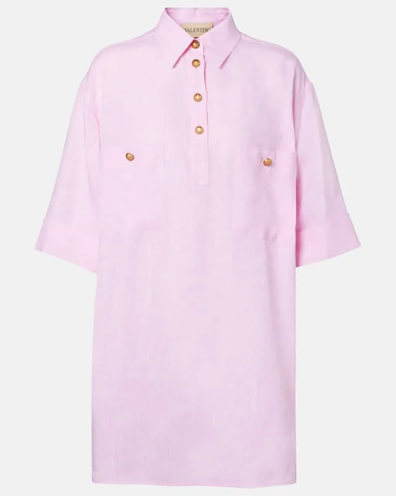 Valentino Garavani Oversize-Polohemd aus Leinen Pink