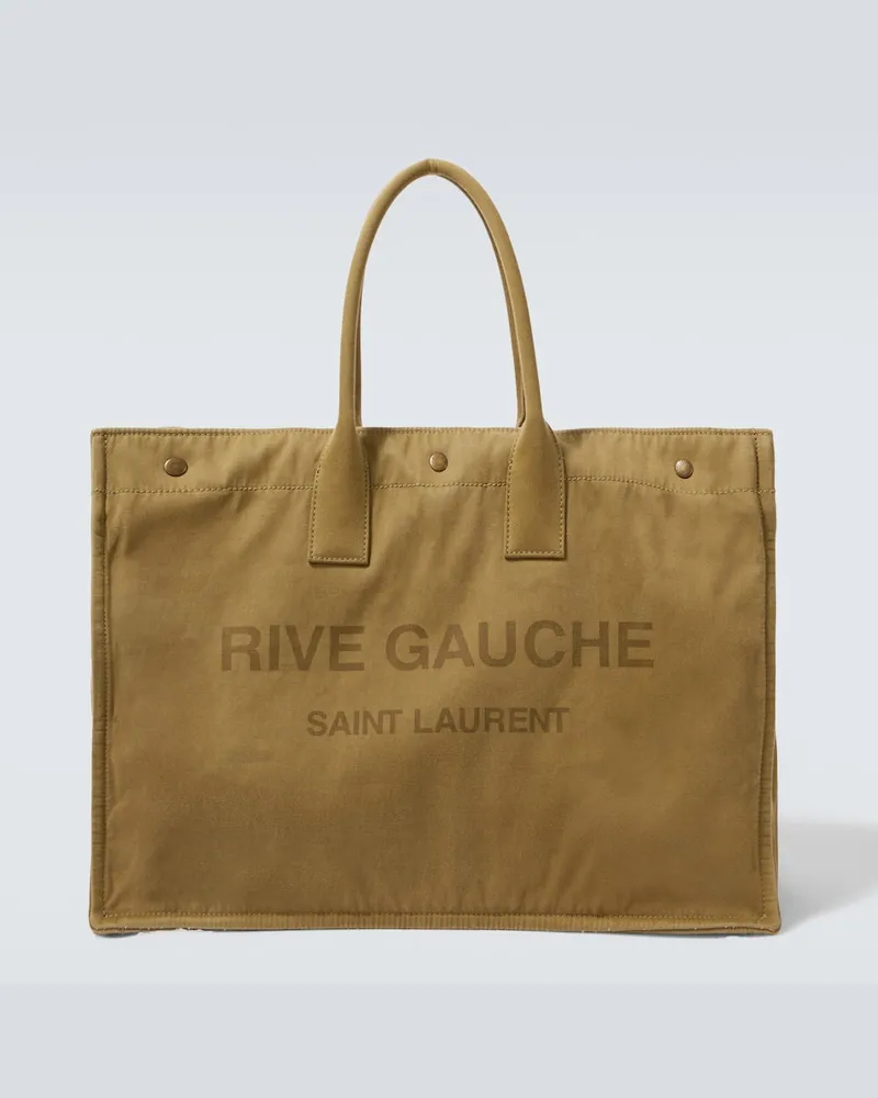 Saint Laurent Tote Bag Rive Gauche Large aus Canvas Grün