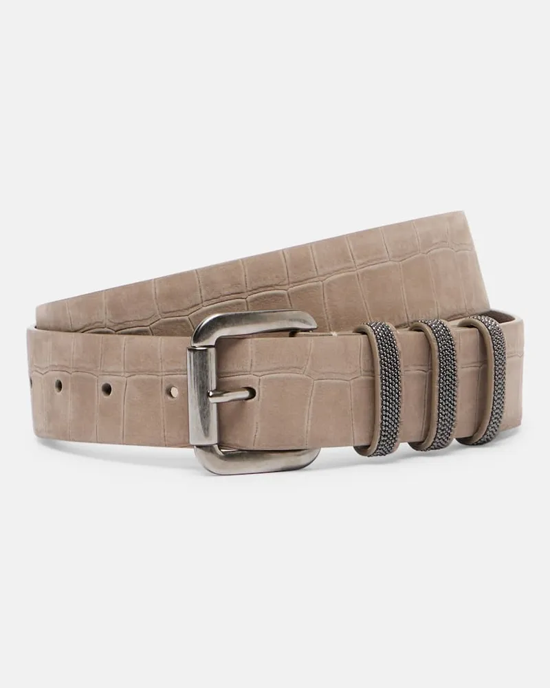 Brunello Cucinelli Gürtel Monili aus Veloursleder Beige