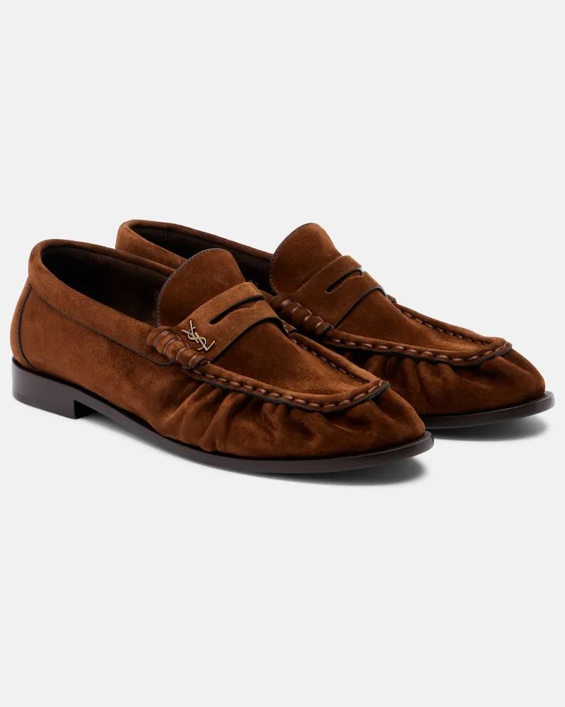 Saint Laurent Loafers Le Loafer aus Veloursleder Braun