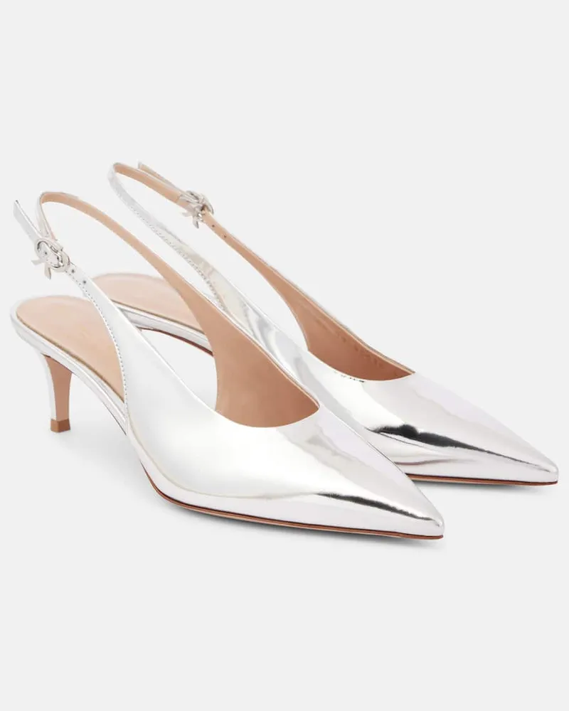 Gianvito Rossi Slingback-Pumps 55 aus Metallic-Leder Silber