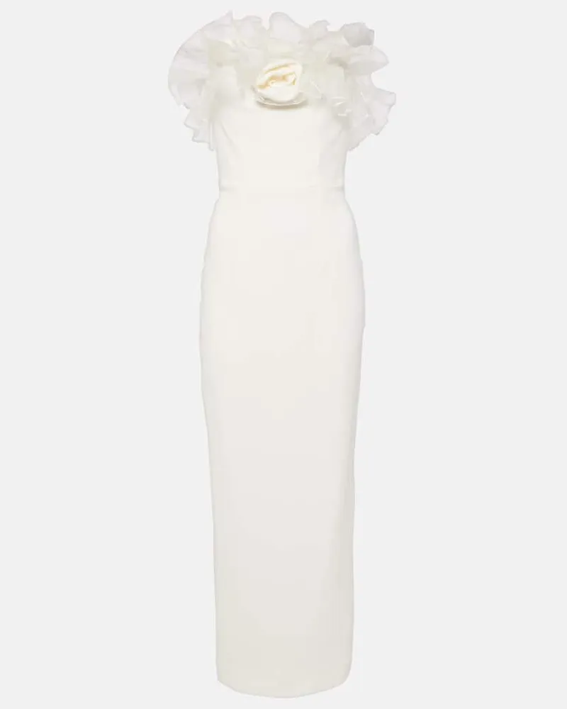 Alessandra Rich Robe aus Cady mit Organza Weiß