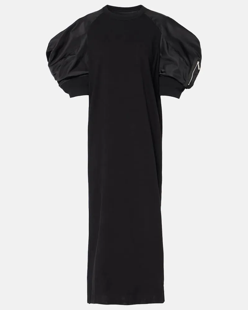 Sacai Midikleid aus Jersey Schwarz
