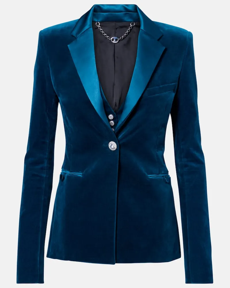Paco Rabanne Blazer aus Samt mit Satin Blau