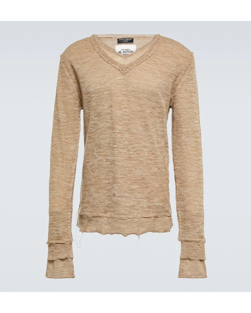 Dolce & Gabbana Distressed Pullover Beige