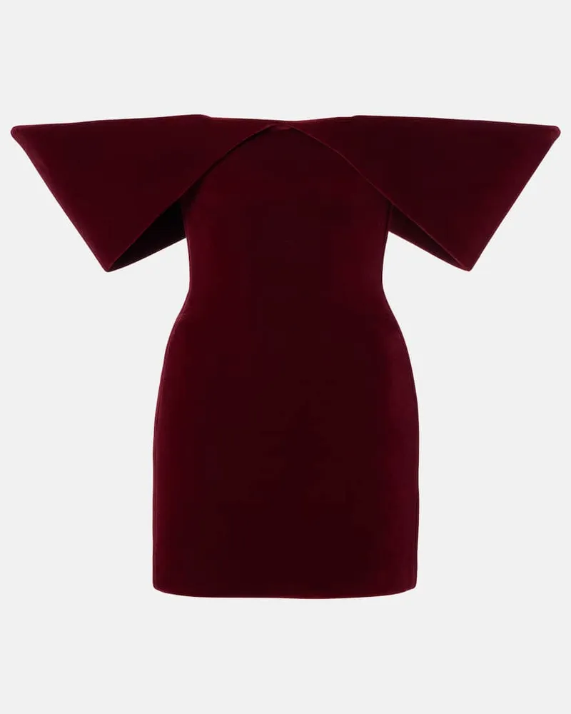 David Koma Off-Shoulder-Minikleid aus Samt Burgunderrot